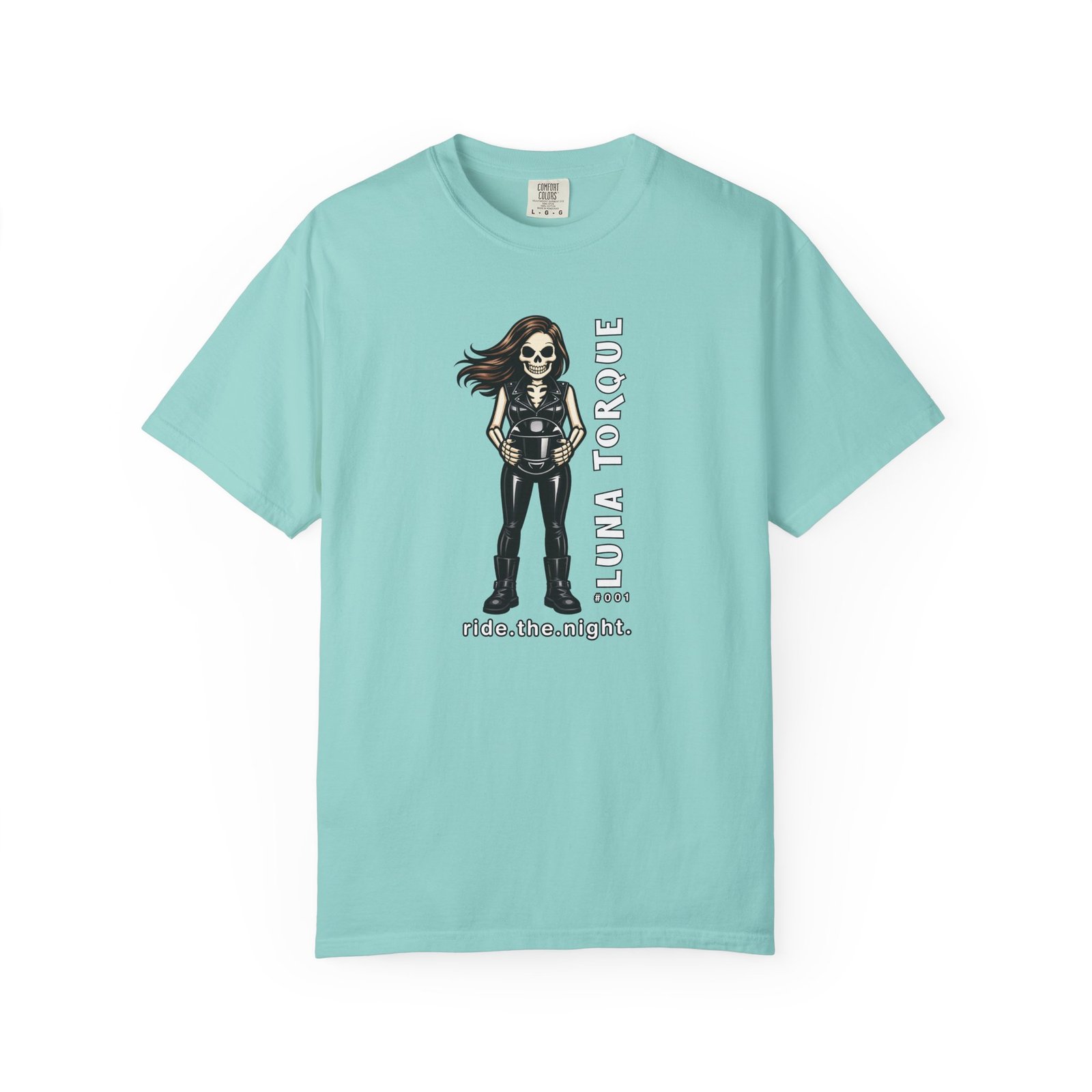 Luna Torque #001 - Skeleton Girl Collectible Tee - "ride.the.night" - Comfort Colors 1717 - Outlaw Babes T-Shirt - Image 9