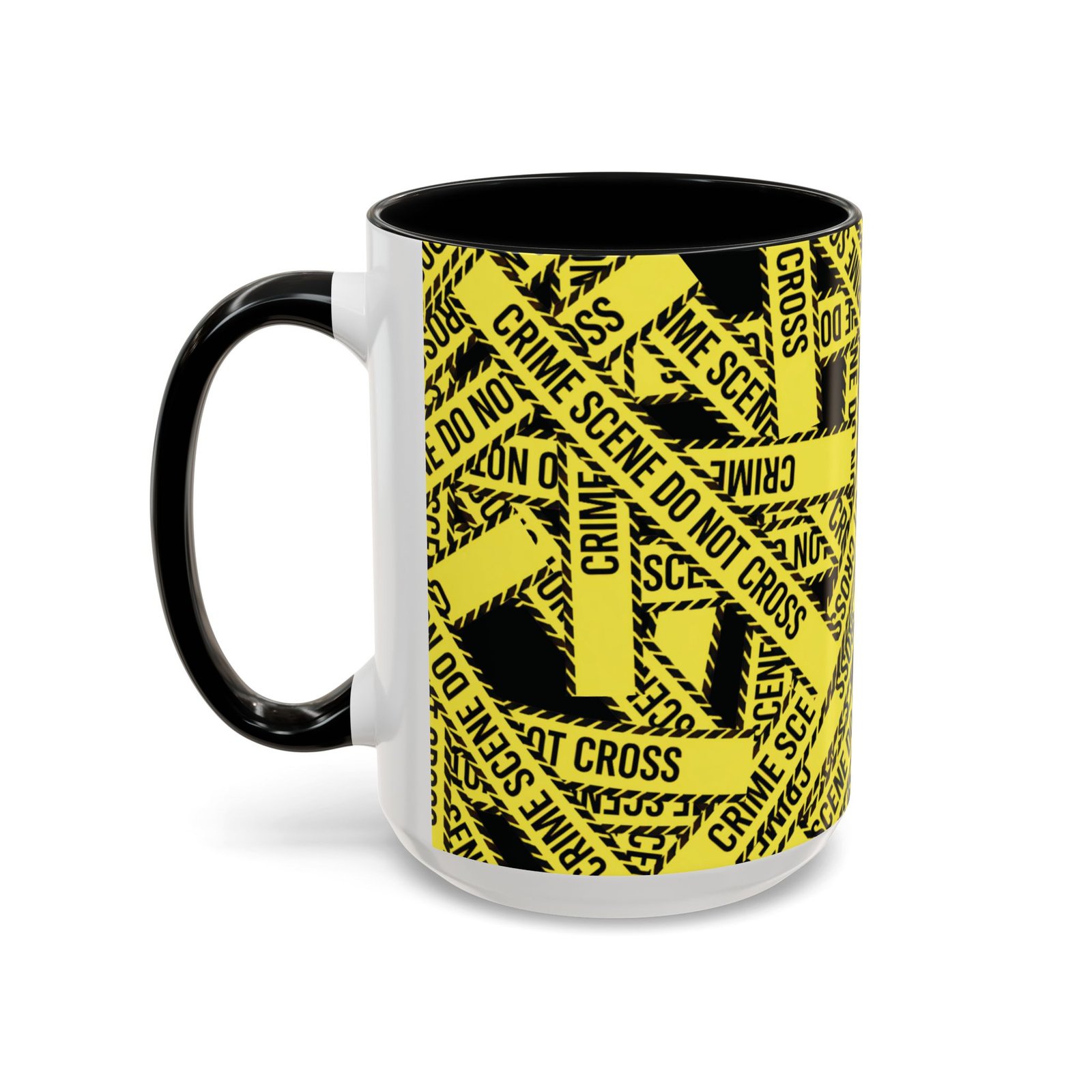 True 'Crime Scene' Tape Pattern - 'Do Not Cross' - Black Yellow - Coffee Mug Funny - Coffee Cup (11/15oz) - Image 11