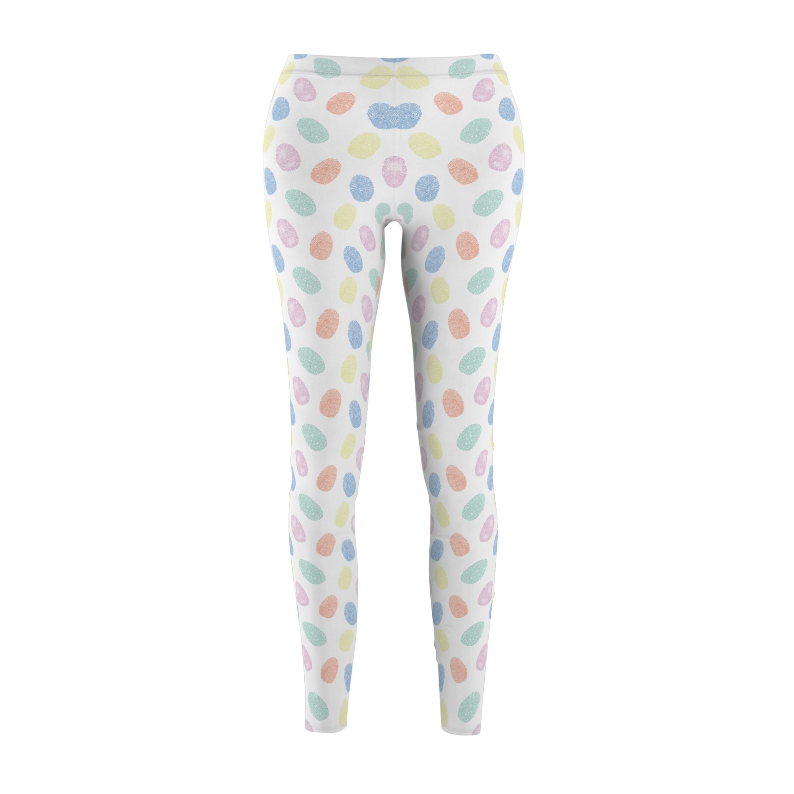 Women's Printed Leggings - White with Colorful Fingerprint Pattern - True Crime - Image 4