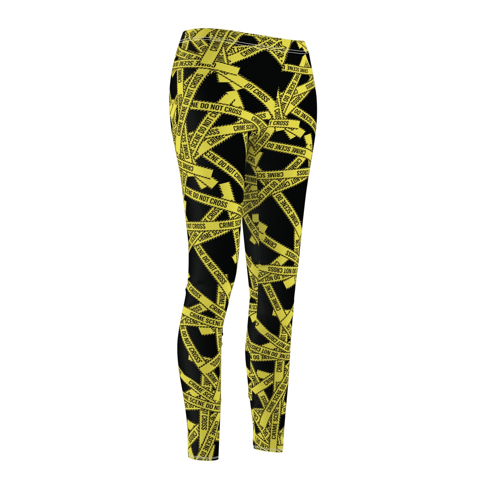 Women's Printed Leggings - Black and Yellow True 'Crime Scene' Tape Pattern - 'Do Not Cross' - Image 4