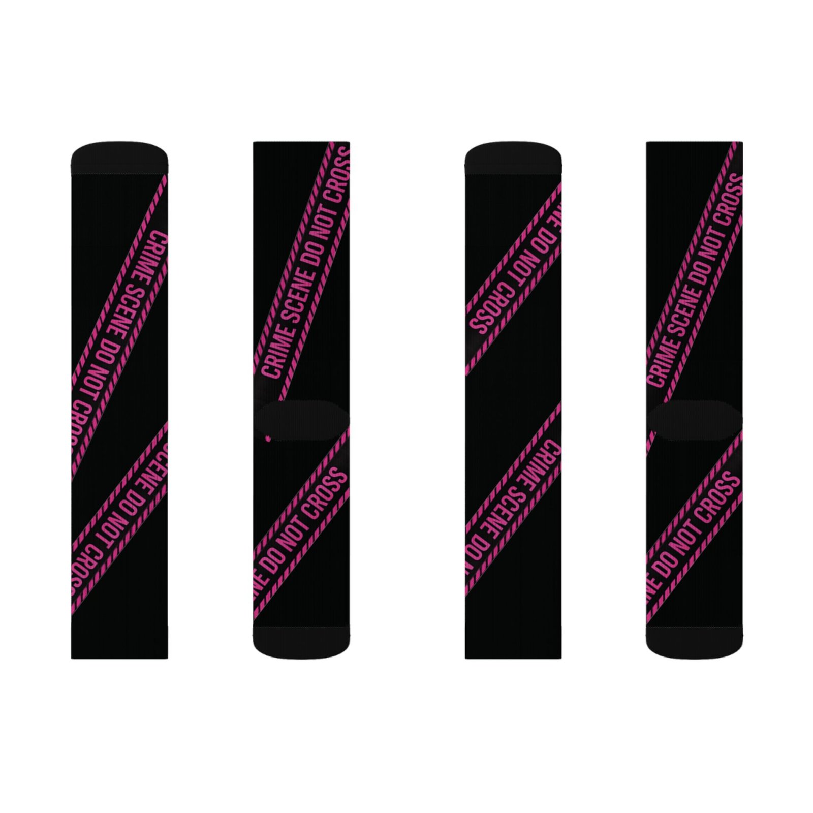 True Crime Scene Tape Socks - Black & Pink Novelty Crew Socks - Image 7