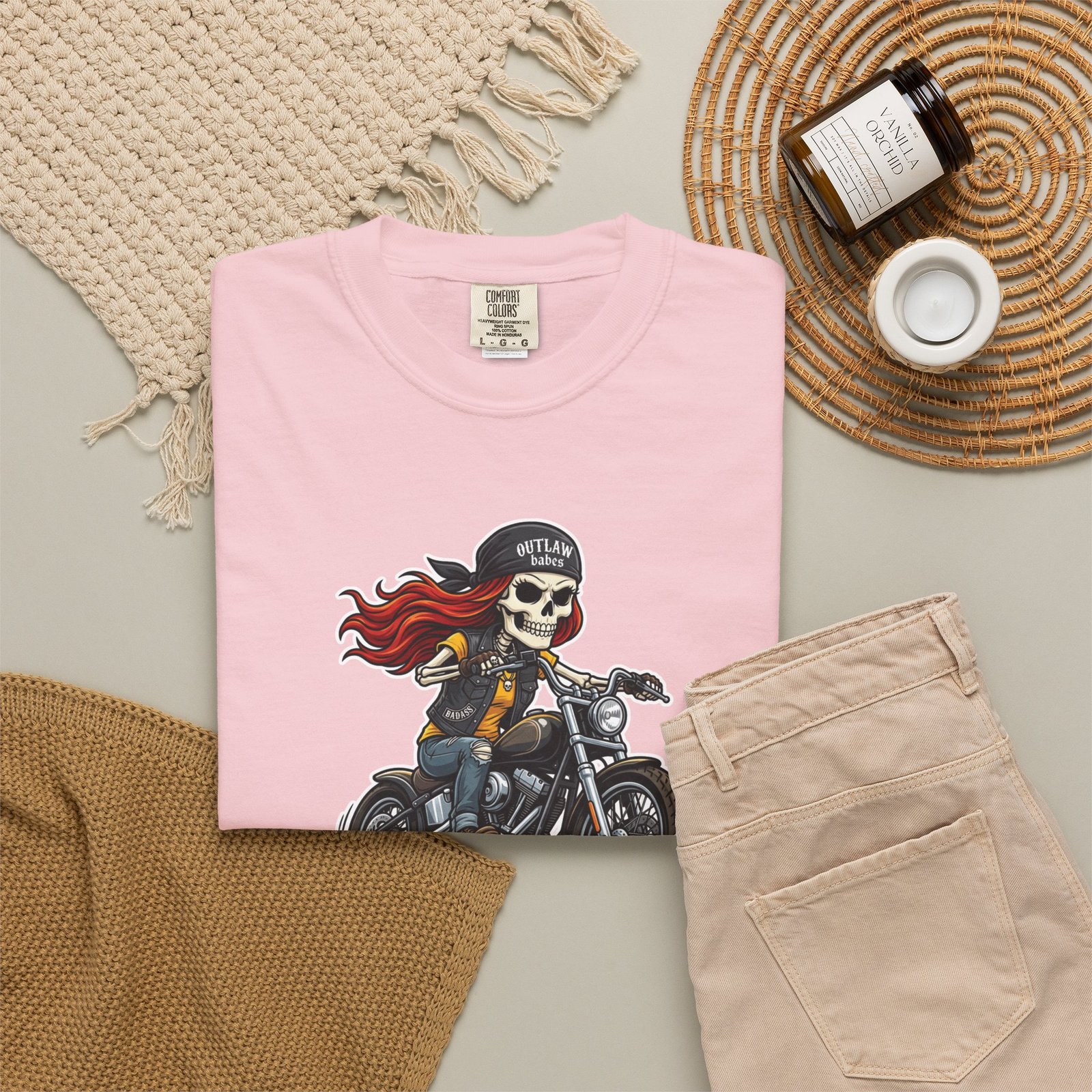 Skeleton Girl Tee - 'I Ride Like a Girl, Try to Keep Up' - Comfort Colors 1717 - Outlaw Babes T-Shirt - Image 10