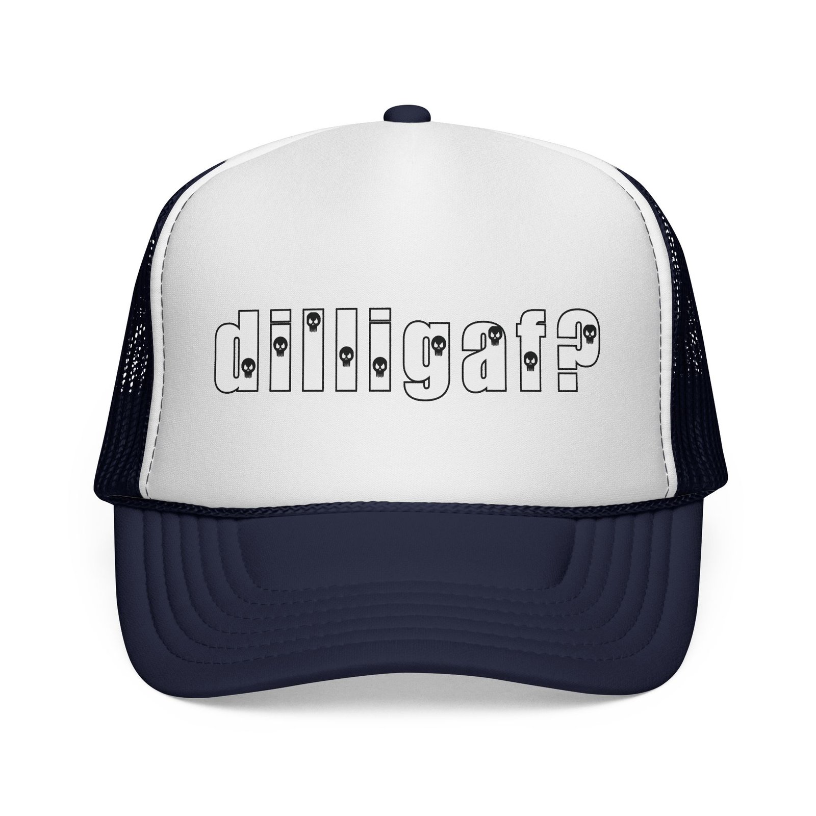 dilligaf - Do I Look Like I Give A Fuck? - Skulls - Trucker Cap - Vintage Stitched Logo Mesh Hat - Image 8