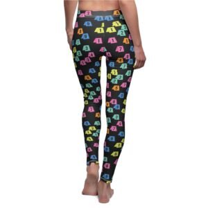 Women's Printed Leggings - Black with Evidence Marker Pattern - True Crime