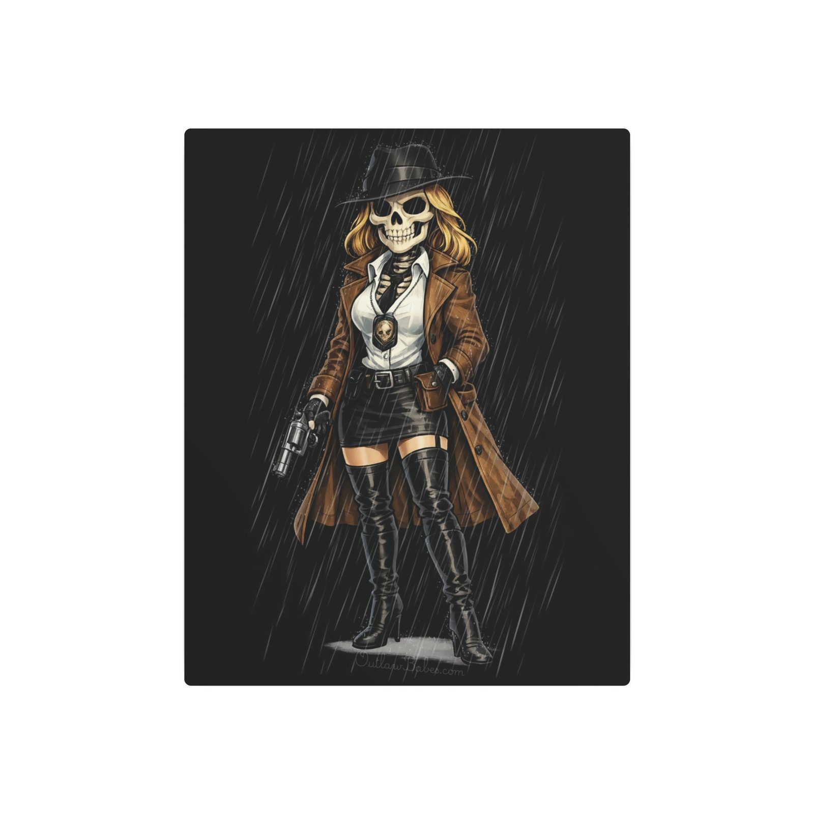Metal Art Sign - Skeleton Femme Fatale Detective Roxy Deadlock - Outlaw Babes - Decorative Plaque - Image 11