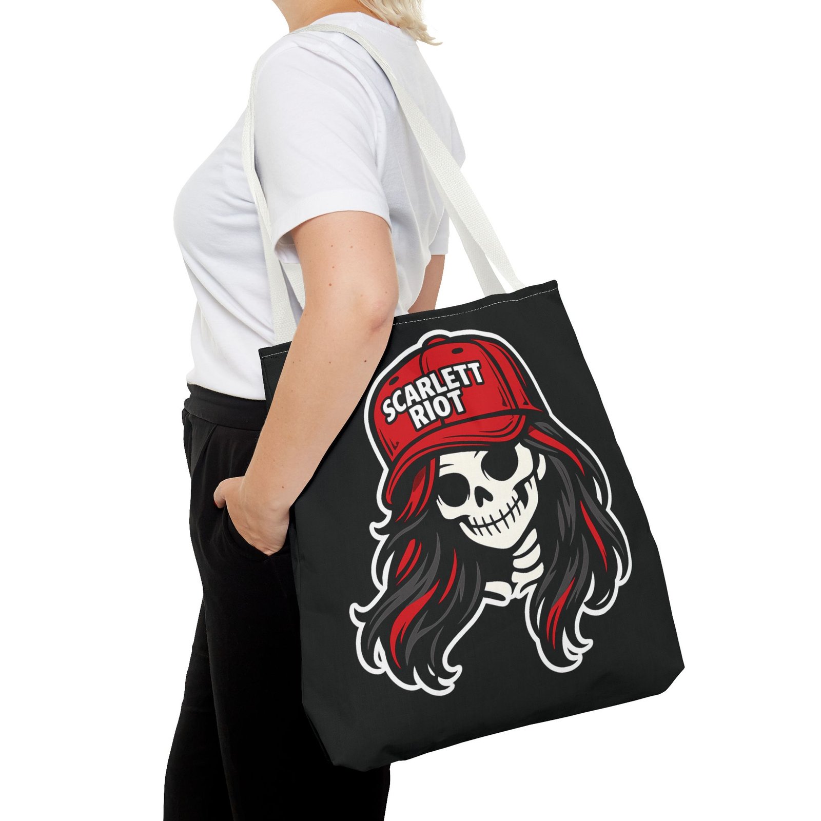 Tote Bag - Scarlett Riot - Skeleton Doll Wearing a Ball Cap - Collectible - Image 5