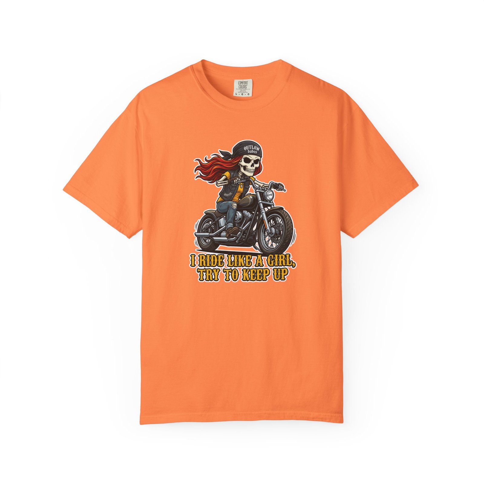 Skeleton Girl Tee - 'I Ride Like a Girl, Try to Keep Up' - Comfort Colors 1717 - Outlaw Babes T-Shirt - Image 16
