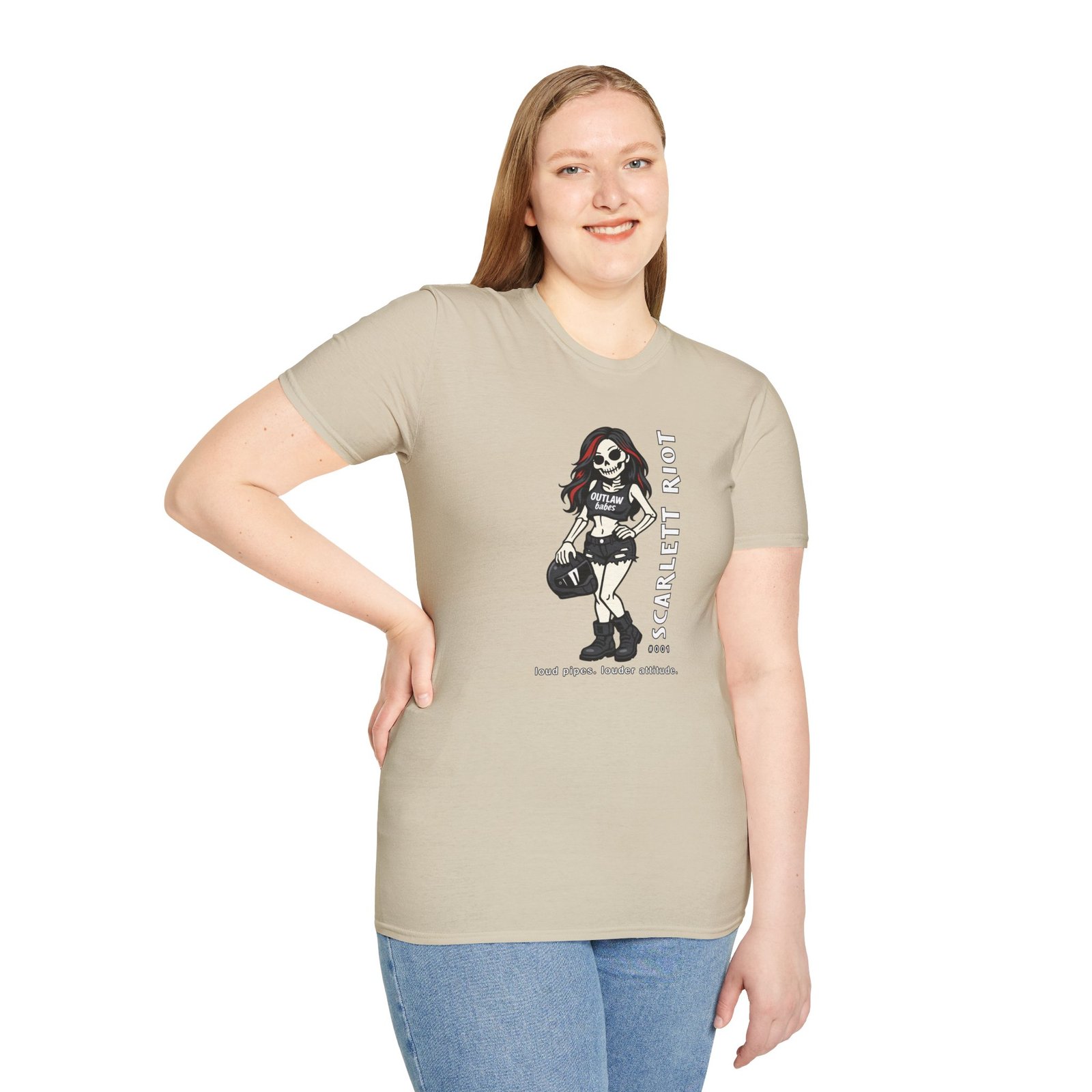 Scarlett Riot #001 - Motorcycle T-Shirt - loud pipes. louder attitude - Skeleton Doll - Collectible Edition - Image 3