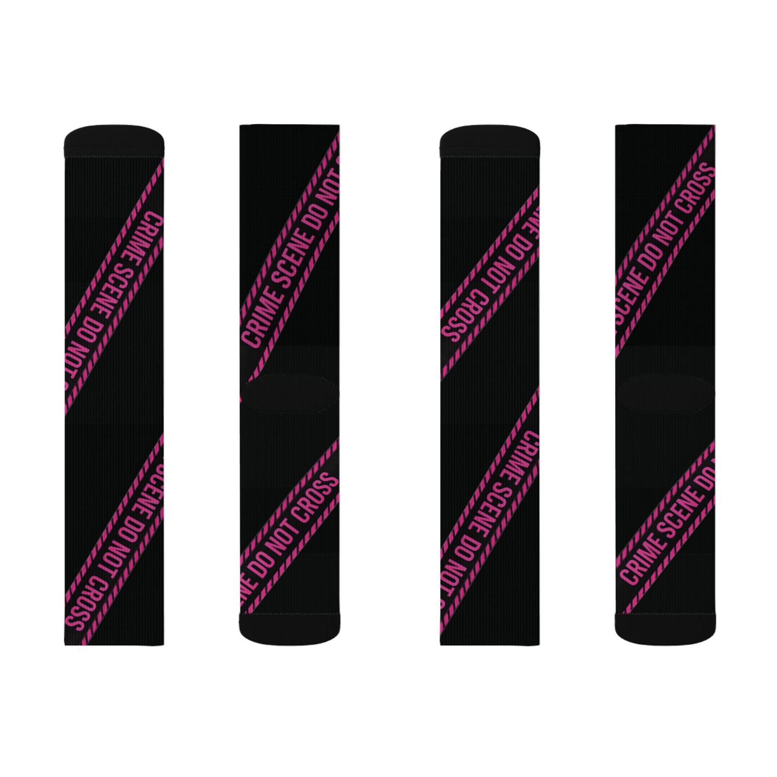 True Crime Scene Tape Socks - Black & Pink Novelty Crew Socks - Image 12