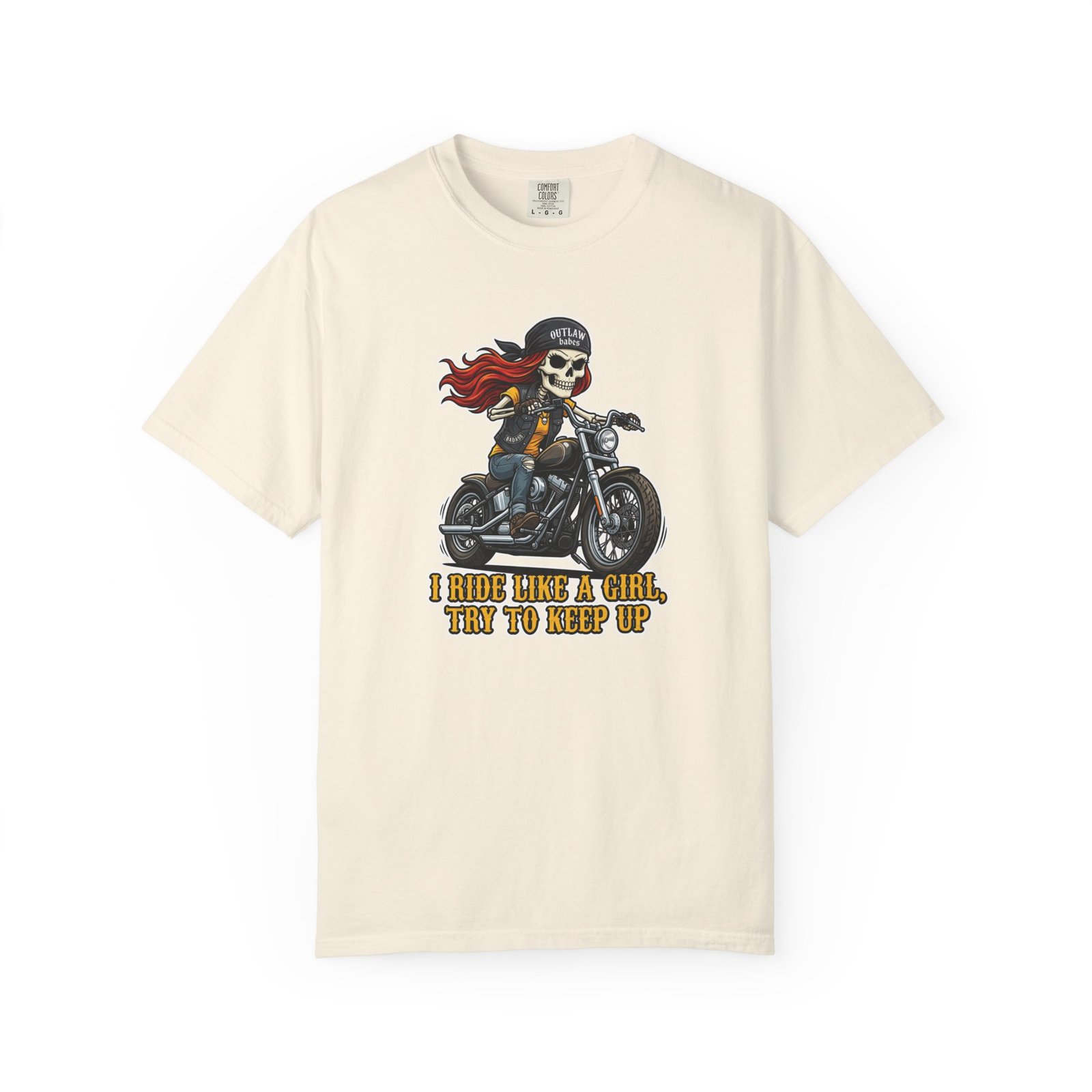 Skeleton Girl Tee - 'I Ride Like a Girl, Try to Keep Up' - Comfort Colors 1717 - Outlaw Babes T-Shirt - Image 13