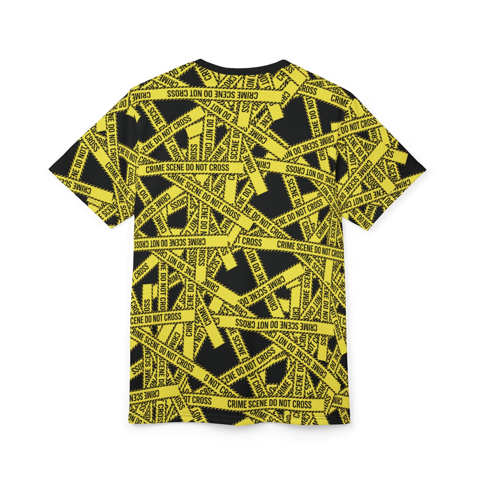 True 'Crime Scene' Tape Pattern Tee - Yellow and Black 'Do Not Cross' All-Over Print T-Shirt - Image 11