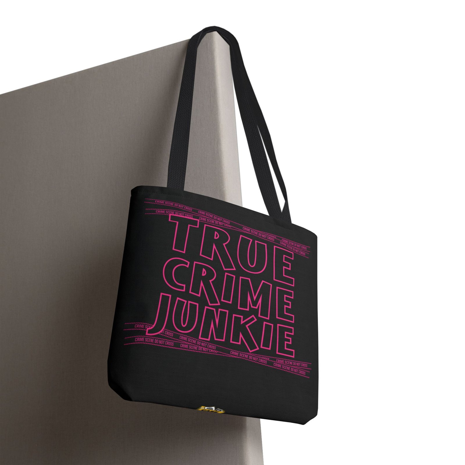 Tote Bag - Pink on Black - 'True Crime Junkie' - 'Crime Scene' and 'Do Not Cross' on True Crime Scene Tape - Image 6
