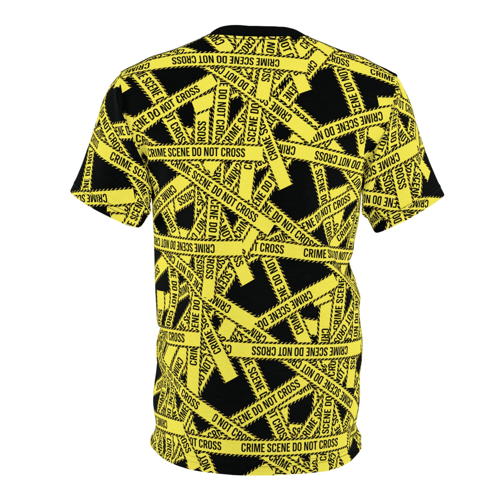 True 'Crime Scene' Tape Pattern Tee - Yellow and Black 'Do Not Cross' All-Over Print T-Shirt - Image 9