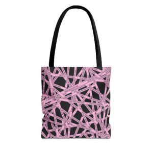 Tote Bag - Light Pink on Black - 'Crime Scene' and 'Do Not Cross' on True Crime Scene Tape Pattern