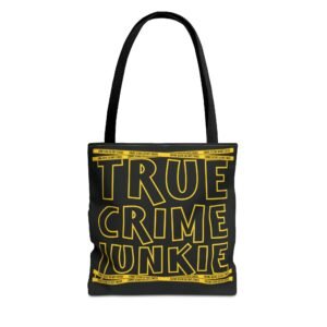 Tote Bag - Yellow on Black - 'True Crime Junkie' - 'Crime Scene' and 'Do Not Cross' on True Crime Scene Tape