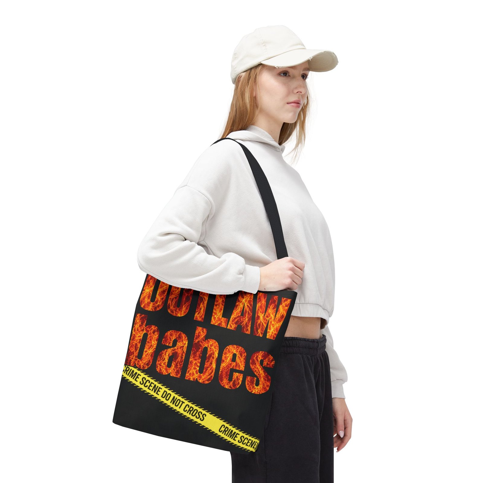 Tote Bag - OUTLAW babes - Flame Text - 'Crime Scene' - True Crime Scene Tape - Image 3