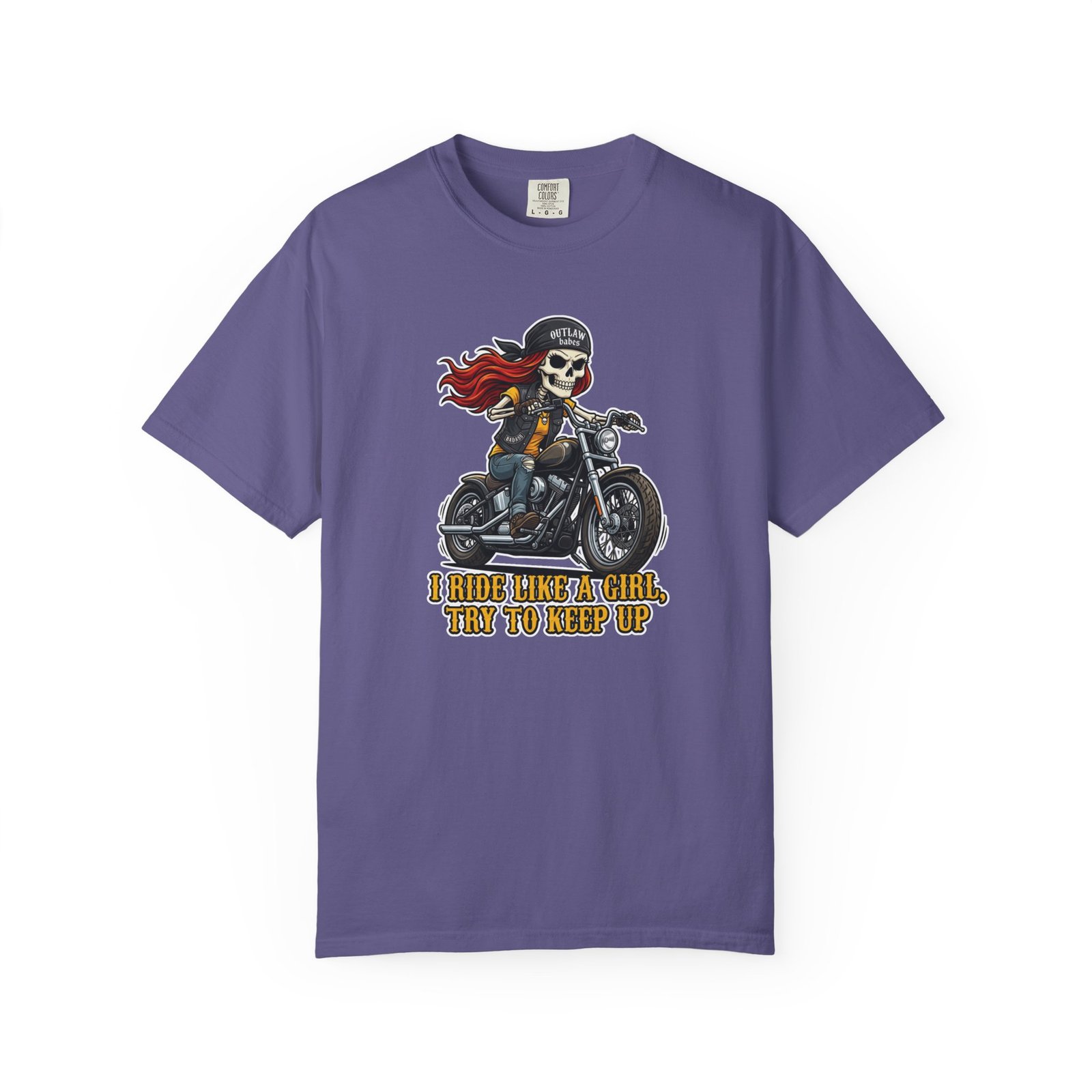 Skeleton Girl Tee - 'I Ride Like a Girl, Try to Keep Up' - Comfort Colors 1717 - Outlaw Babes T-Shirt - Image 20