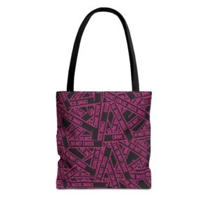 Tote Bag - Hot Pink on Black - 'Crime Scene' and 'Do Not Cross' on True Crime Scene Tape Pattern