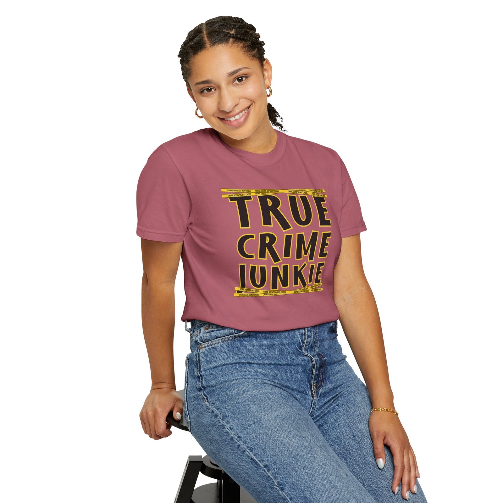 True Crime Junkie Tee - Crime Scene Tape T-Shirt - Comfort Colors 1717 - Outlaw Babes - Image 4