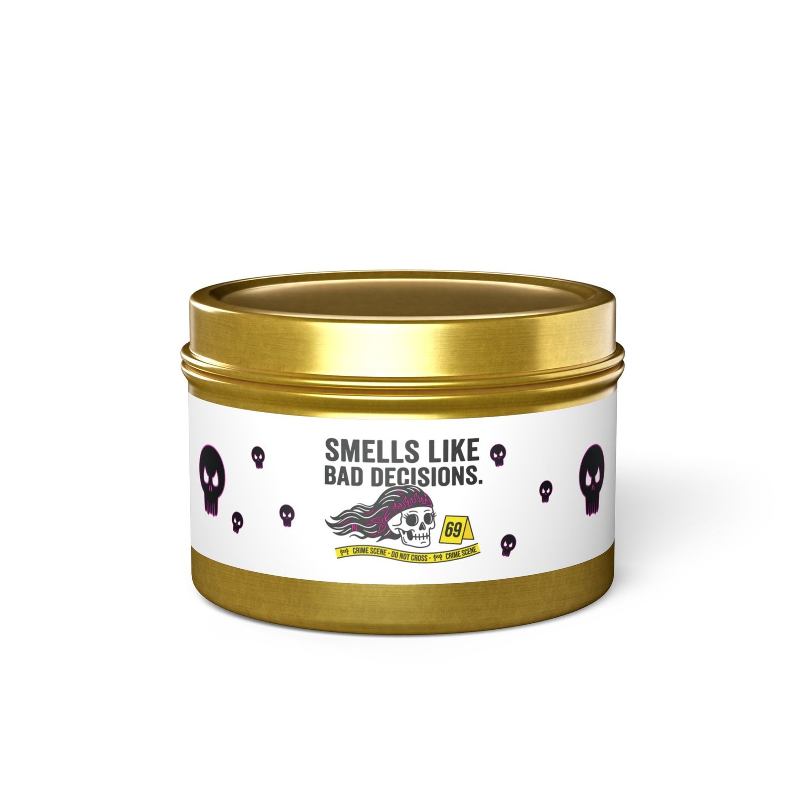 Tin Candle - 'Smells Like Bad Decisions' Scented Tin Candle with Skull Design - Image 33