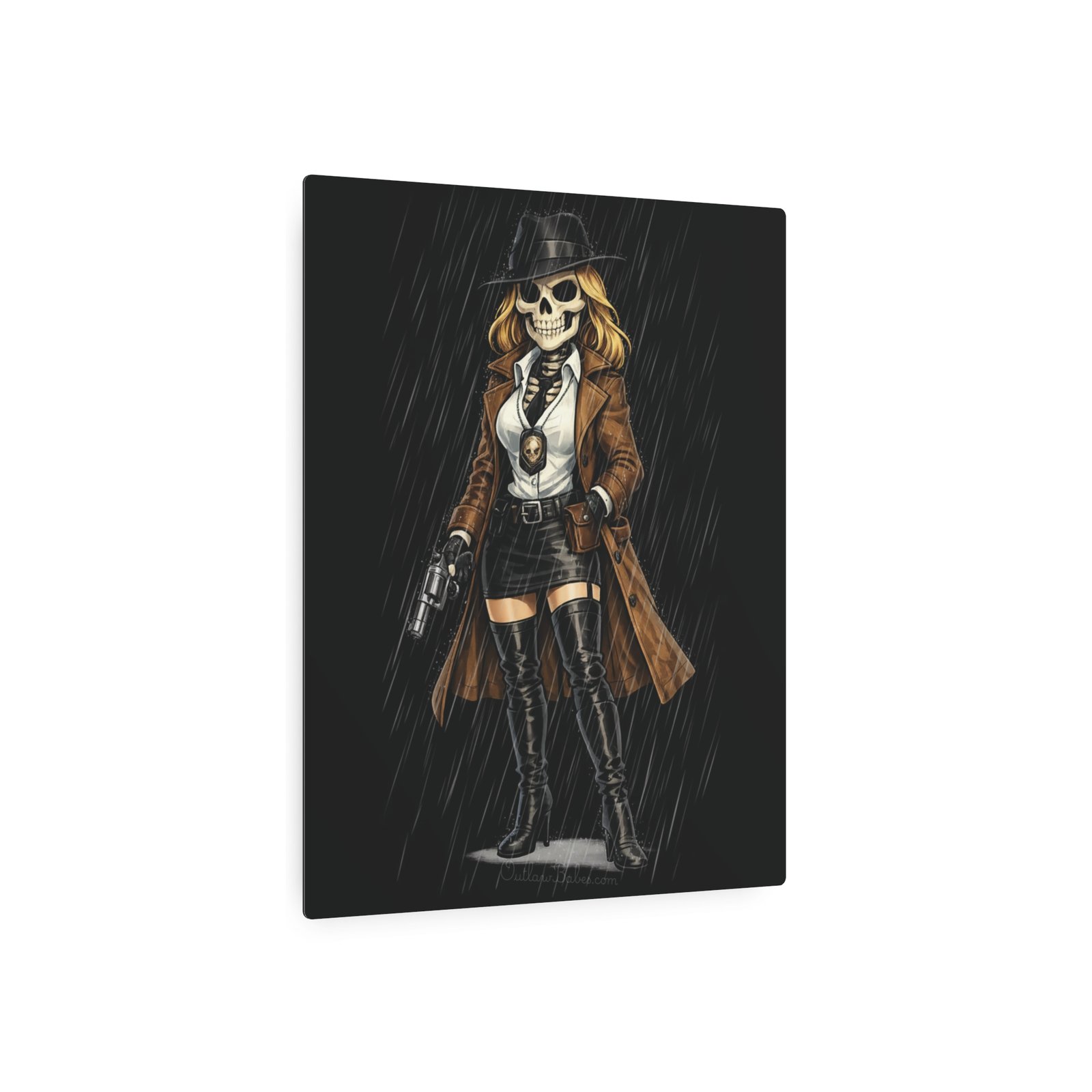 Metal Art Sign - Skeleton Femme Fatale Detective Roxy Deadlock - Outlaw Babes - Decorative Plaque - Image 13