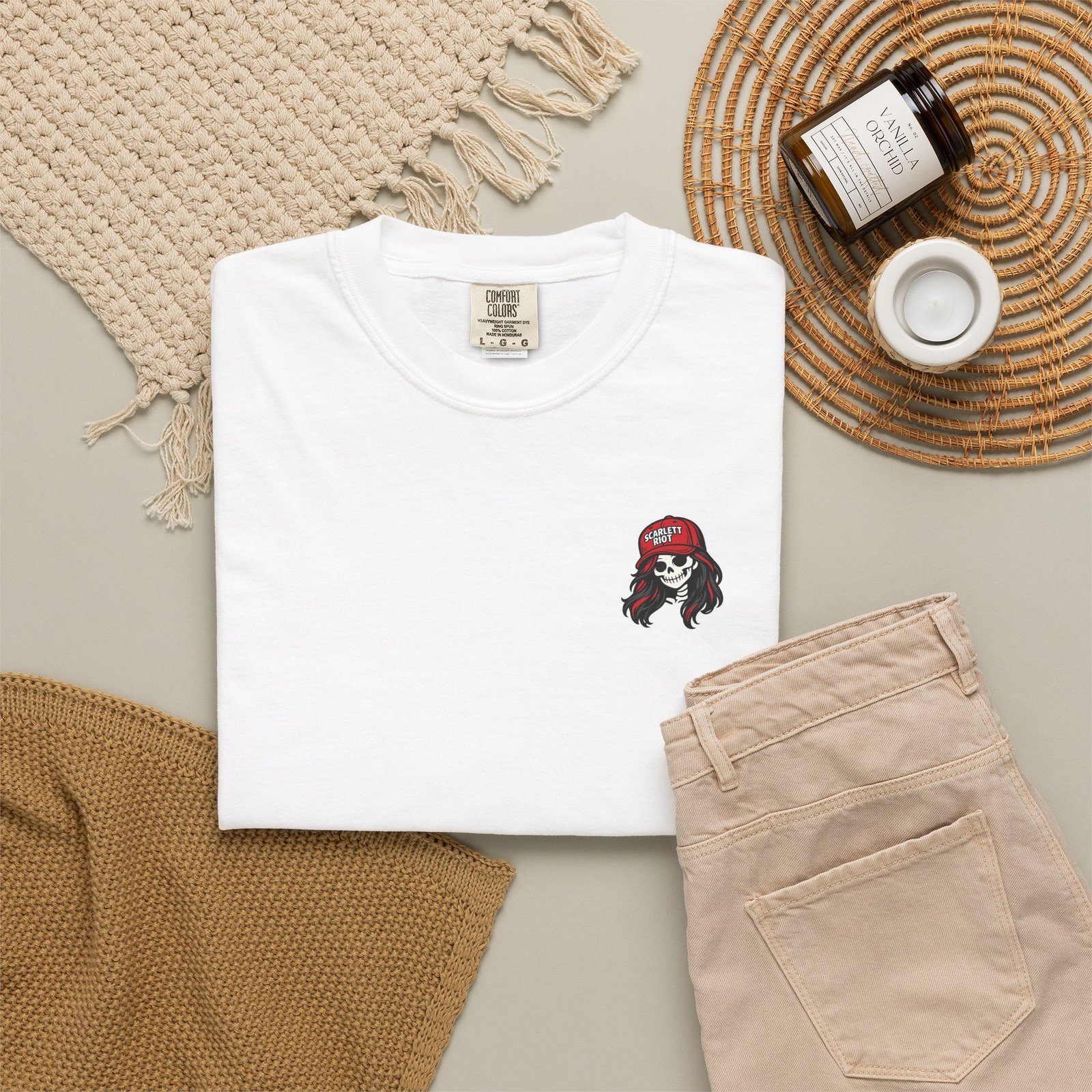 Tee - 'loud pipes.louder attitude.' - Scarlett Riot #001 - Small Chest - Large Back Design - Comfort Colors 1717 - Outlaw Babes T-Shirt - Image 12
