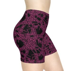 True 'Crime Scene' and 'Do Not Cross' Tape Pattern - Biker Shorts - Pink and Black Print Cycling Shorts