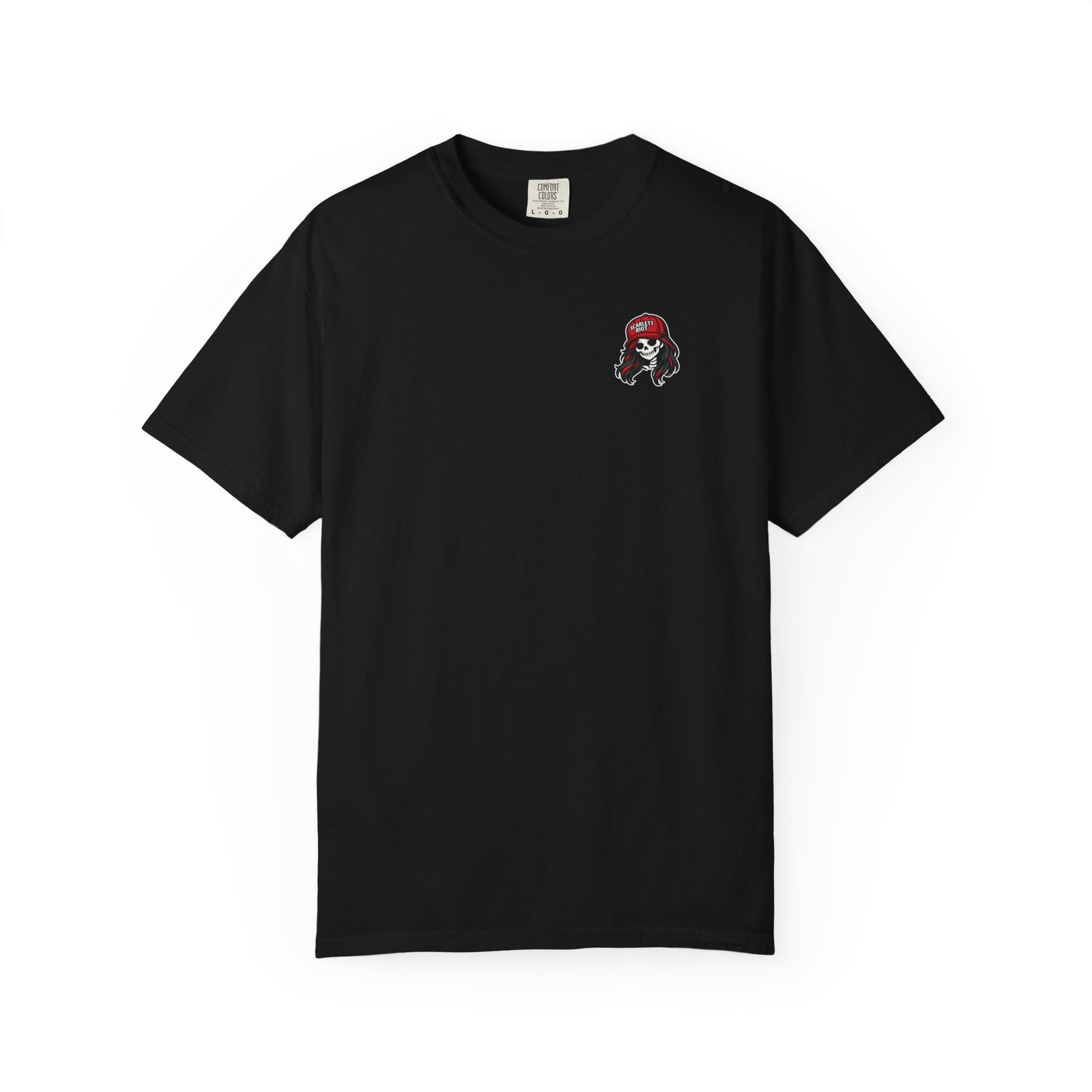 Tee - 'loud pipes.louder attitude.' - Scarlett Riot #001 - Small Chest - Large Back Design - Comfort Colors 1717 - Outlaw Babes T-Shirt - Image 7