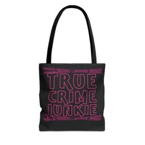 Tote Bag - Pink on Black - 'True Crime Junkie' - 'Crime Scene' and 'Do Not Cross' on True Crime Scene Tape