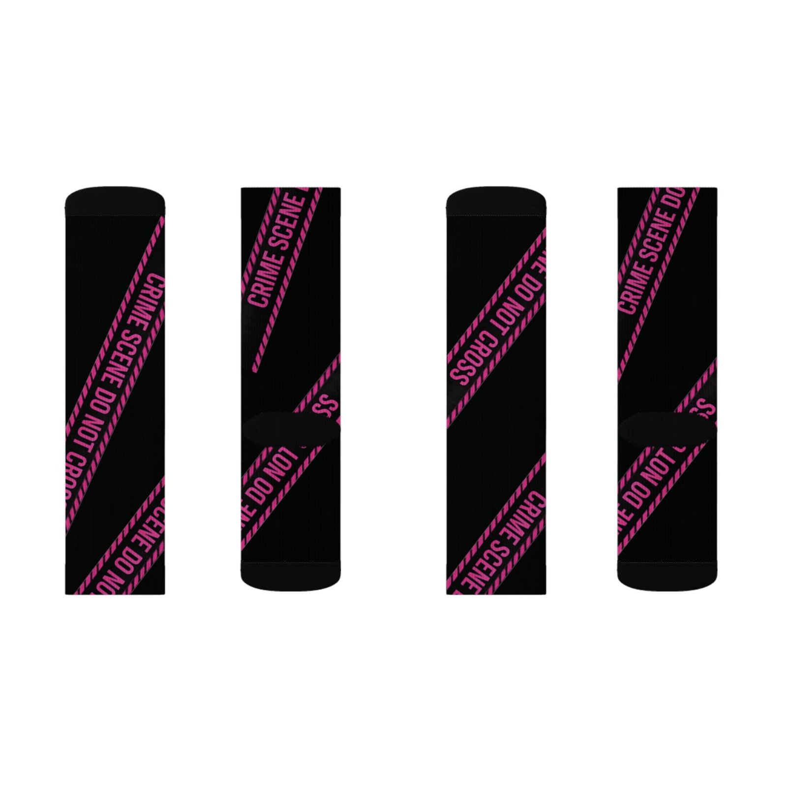 True Crime Scene Tape Socks - Black & Pink Novelty Crew Socks - Image 15