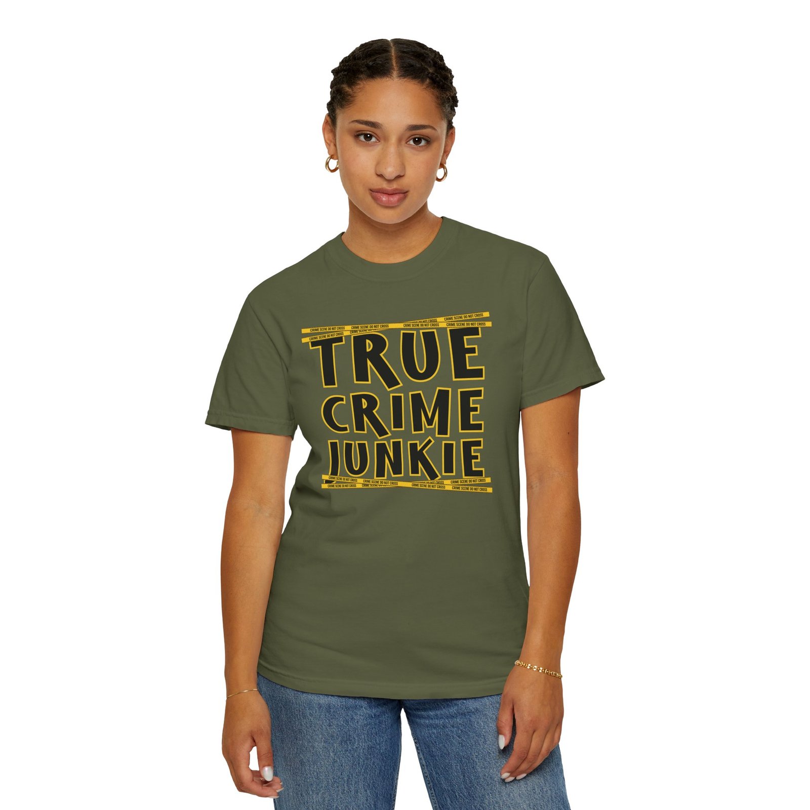 True Crime Junkie Tee - Crime Scene Tape T-Shirt - Comfort Colors 1717 - Outlaw Babes - Image 3