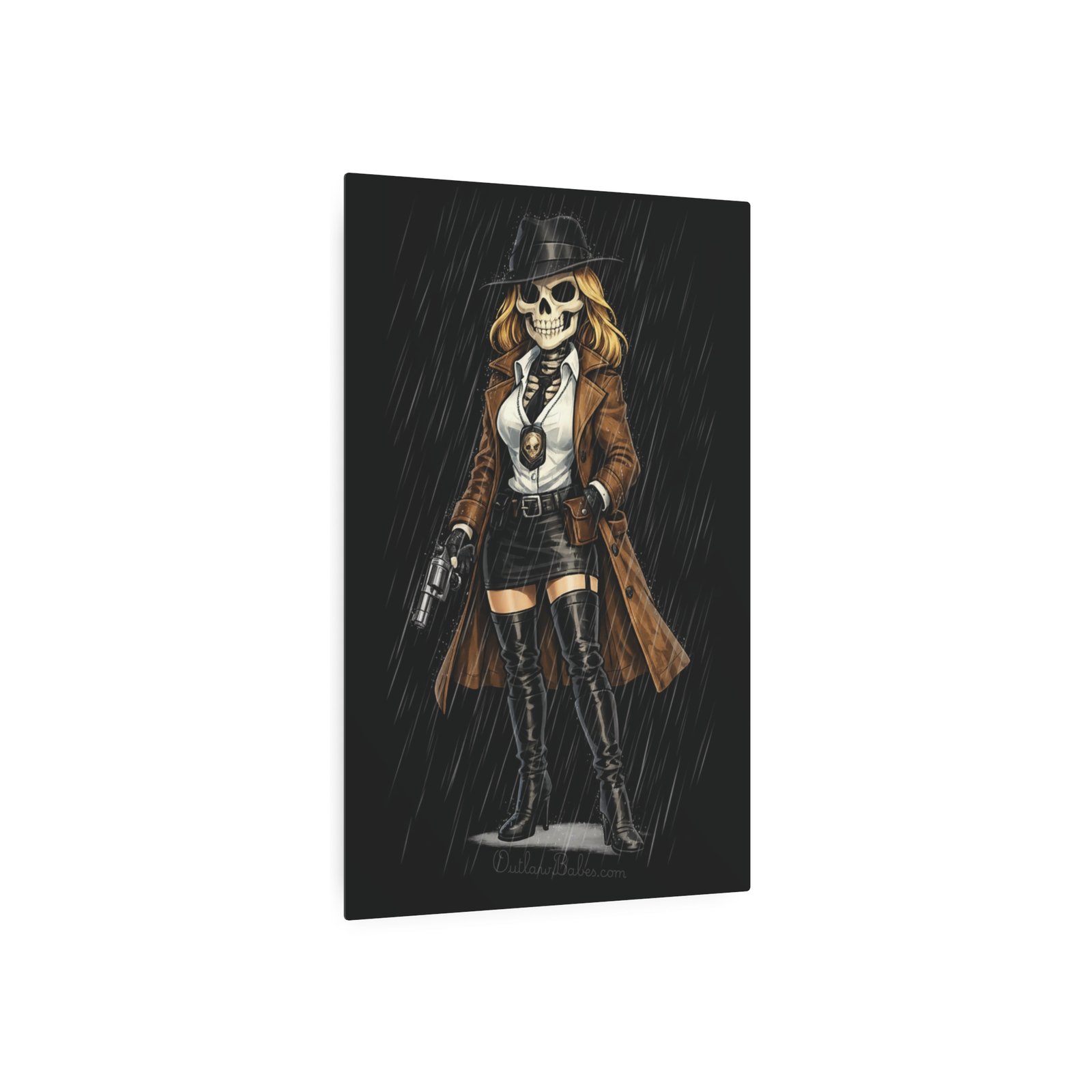 Metal Art Sign - Skeleton Femme Fatale Detective Roxy Deadlock - Outlaw Babes - Decorative Plaque - Image 16