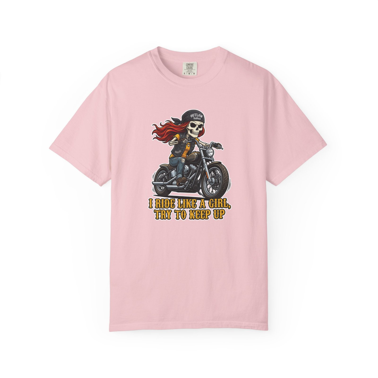 Skeleton Girl Tee - 'I Ride Like a Girl, Try to Keep Up' - Comfort Colors 1717 - Outlaw Babes T-Shirt - Image 8
