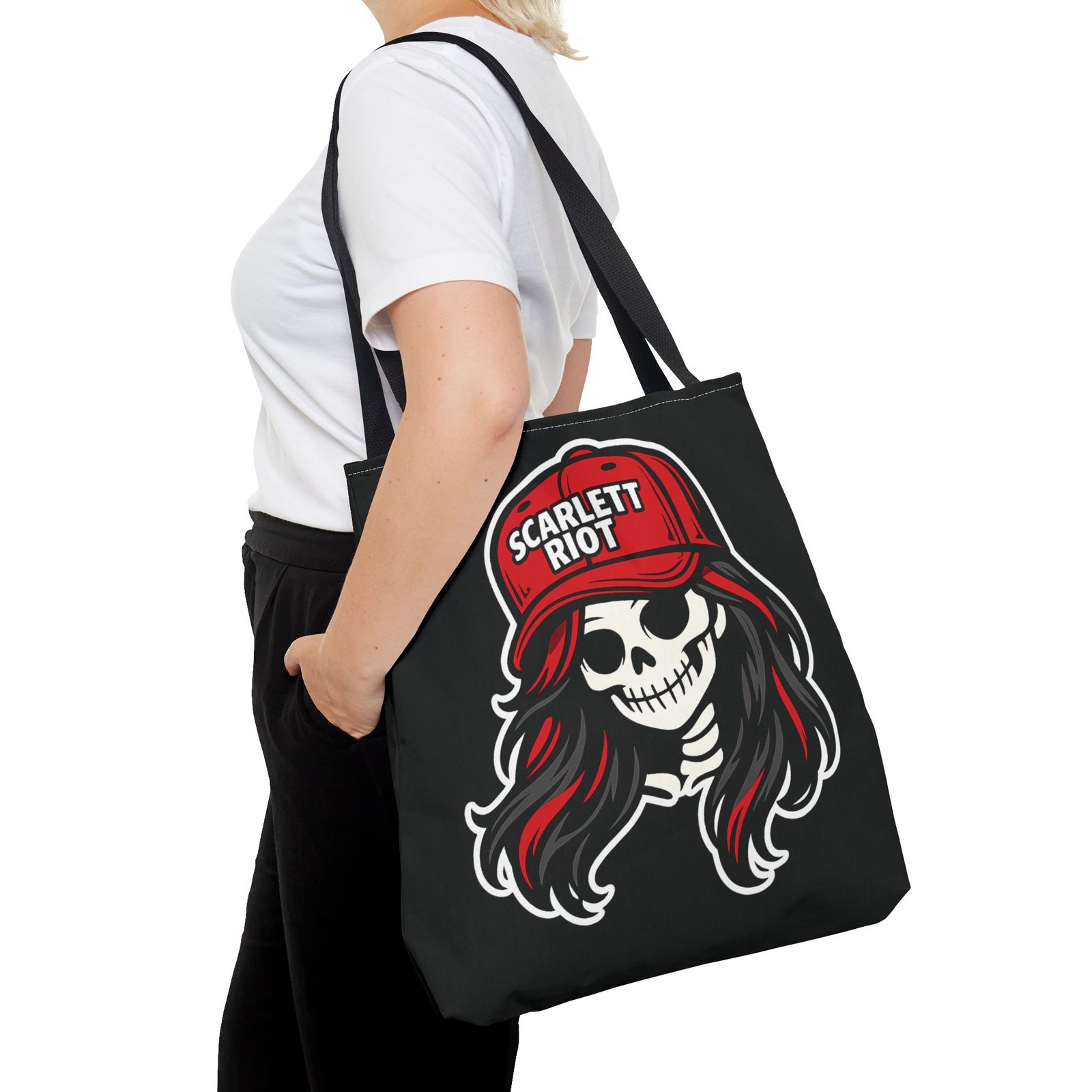 Tote Bag - Scarlett Riot - Skeleton Doll Wearing a Ball Cap - Collectible - Image 7