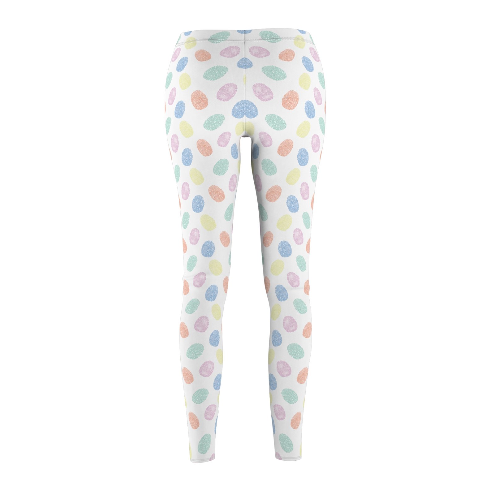 Women's Printed Leggings - White with Colorful Fingerprint Pattern - True Crime - Image 5