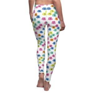 Women's Printed Leggings - White with Colorful Evidence Marker Pattern - True Crime