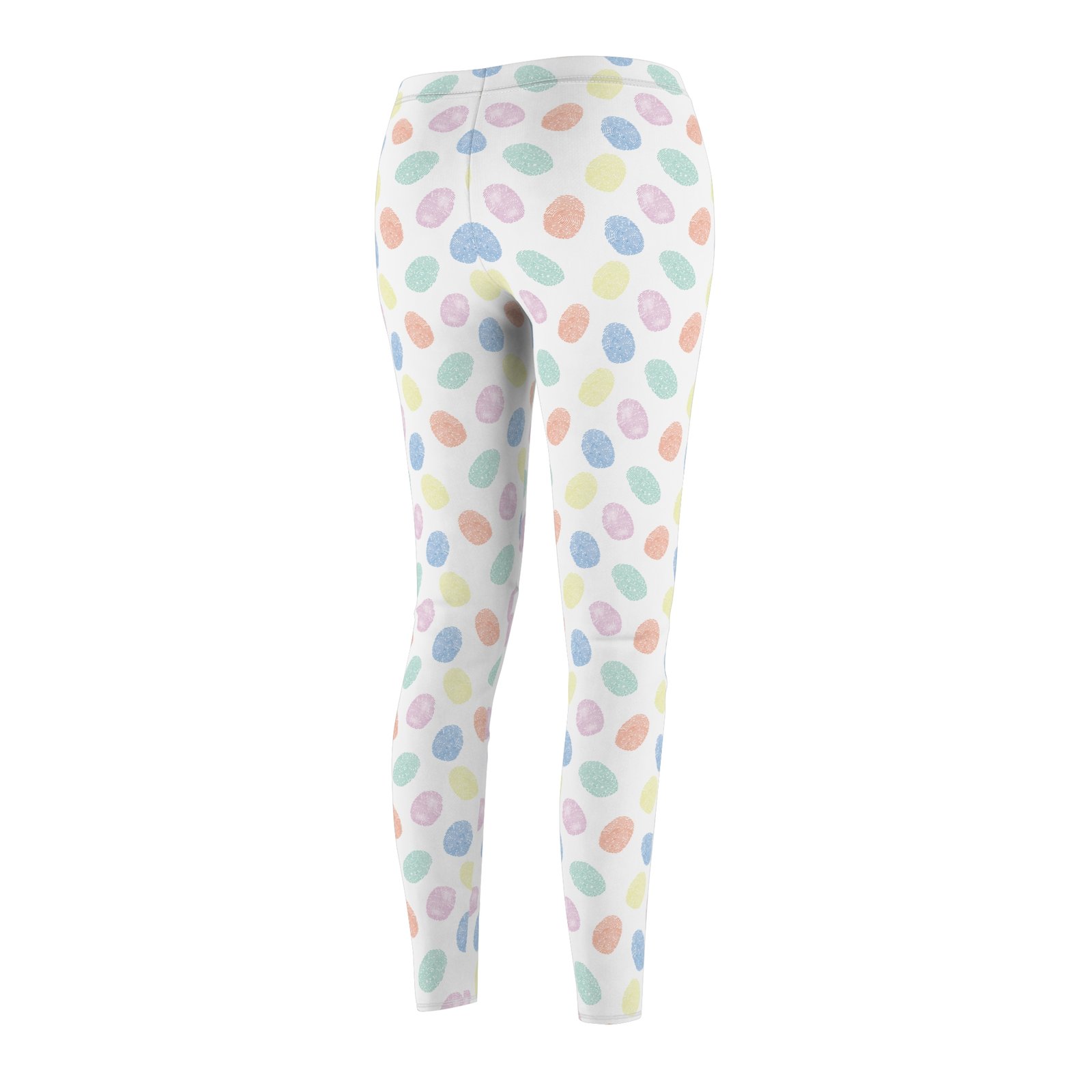 Women's Printed Leggings - White with Colorful Fingerprint Pattern - True Crime - Image 7