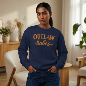Motorcycle Sweatshirt - “OUTLAW babes” - Rope Look - Color Choice - Rider Crewneck