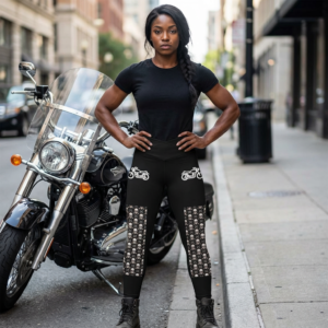 Skull & Motorcycle Women’s Luxe Leggings - Gothic Biker Yoga Pants