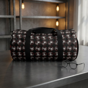 Skull Patch Duffel Bag - Badass Biker Embroidered Look - Gothic Travel & Gym Overnight Bag