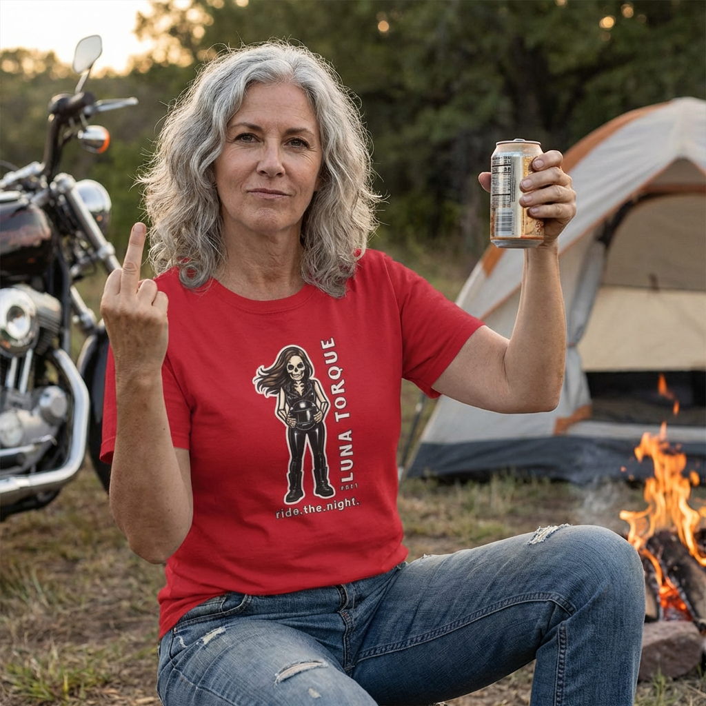Luna Torque #001 - Collectible - ride.the.night. - Motorcycle T-Shirt - Skeleton Doll - Outlaw Babes Ride Tee