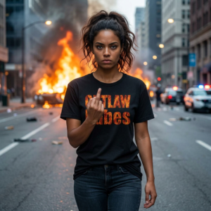 True Crime Scene T-Shirt - Outlaw Babes - Fire Text - Choice of Colors - Flames