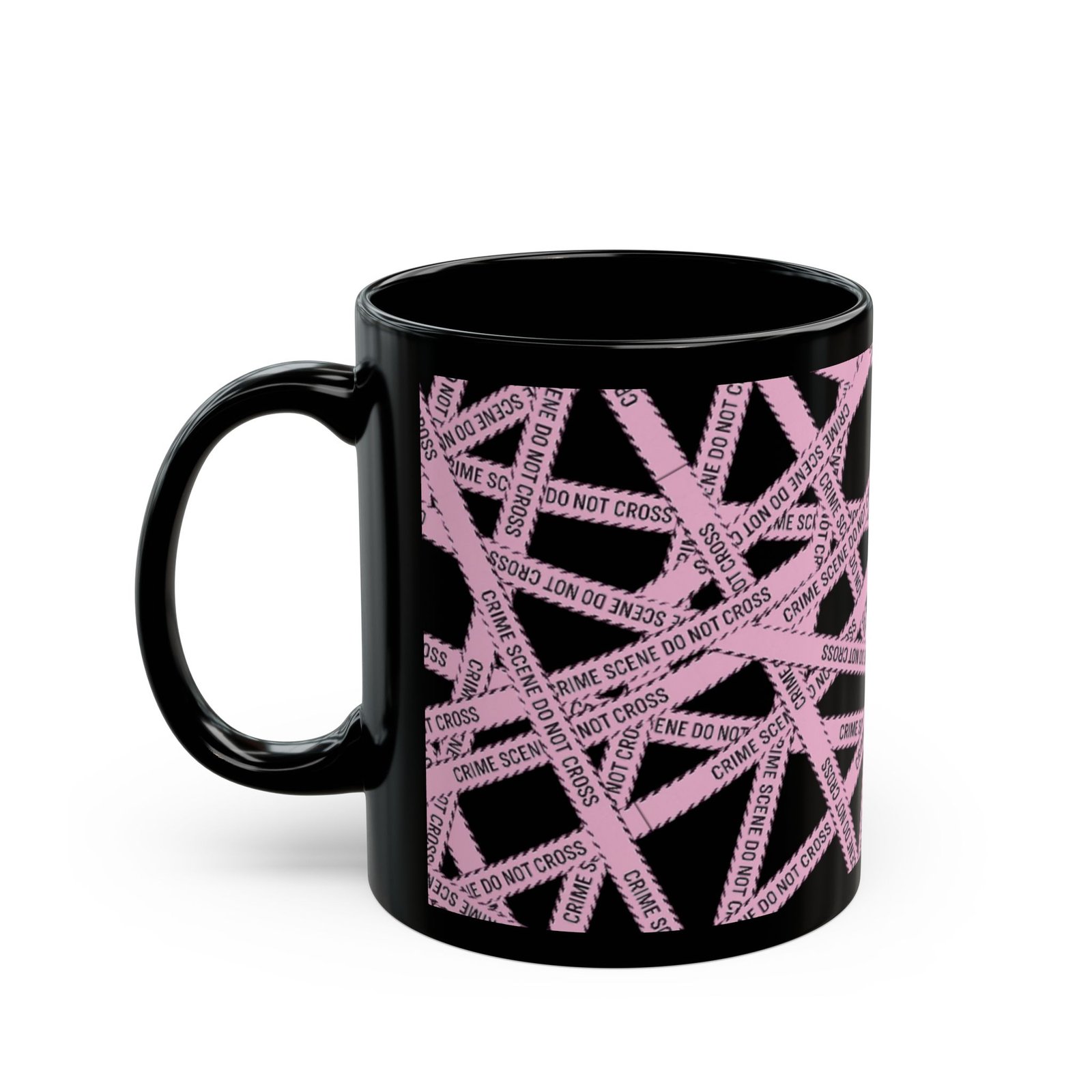 True Crime Scene Tape Black Mug - Light Pink - 11oz/15oz Case File - Coffee Cup - Image 4