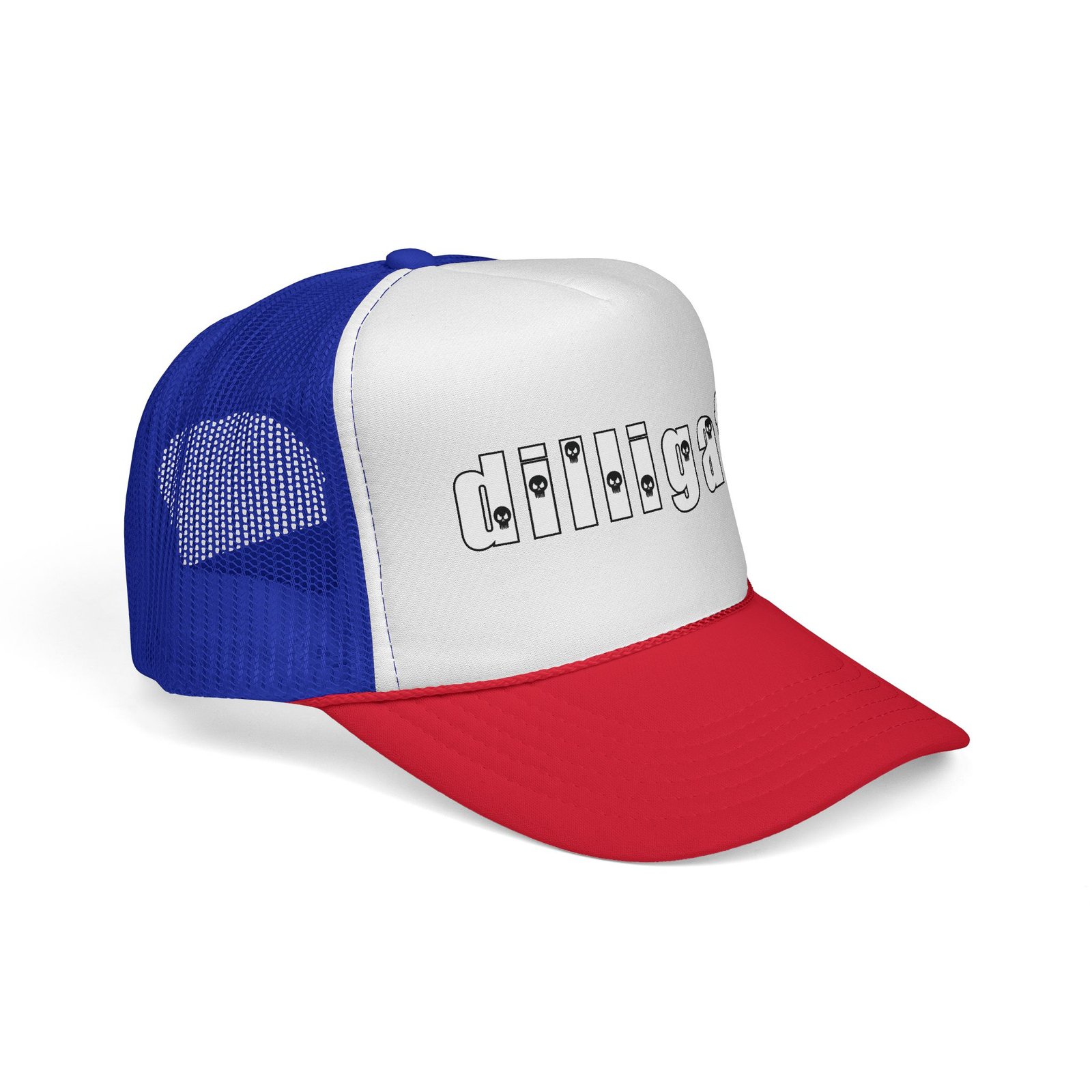 dilligaf - Do I Look Like I Give A Fuck? - Skulls - Trucker Cap - Vintage Stitched Logo Mesh Hat - Image 5