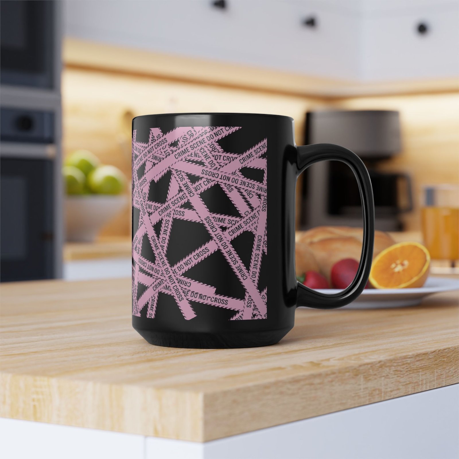 True Crime Scene Tape Black Mug - Light Pink - 11oz/15oz Case File - Coffee Cup - Image 9