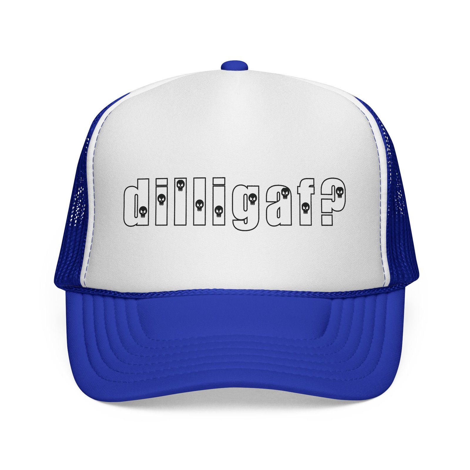 dilligaf - Do I Look Like I Give A Fuck? - Skulls - Trucker Cap - Vintage Stitched Logo Mesh Hat - Image 10