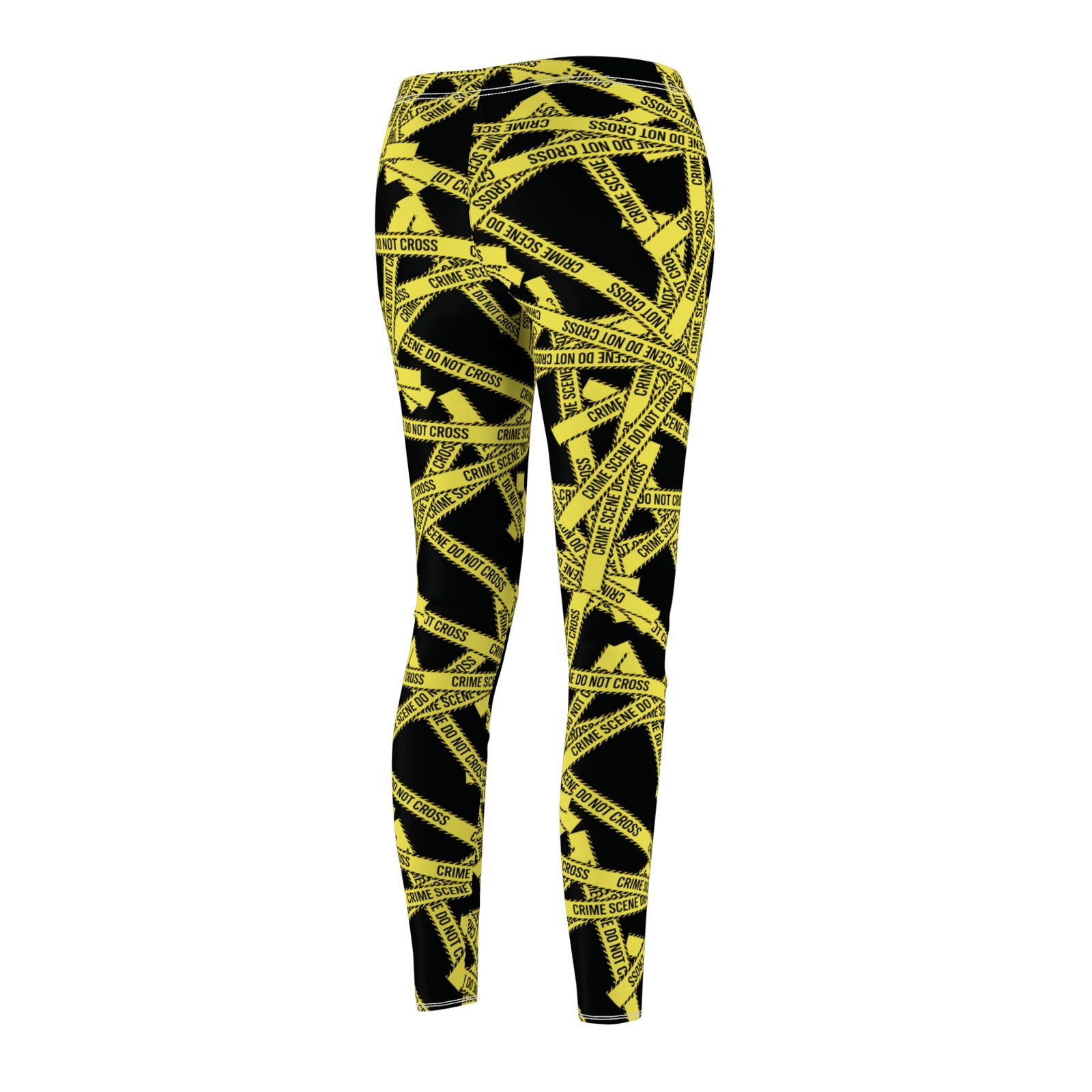 Women's Printed Leggings - Black and Yellow True 'Crime Scene' Tape Pattern - 'Do Not Cross' - Image 5