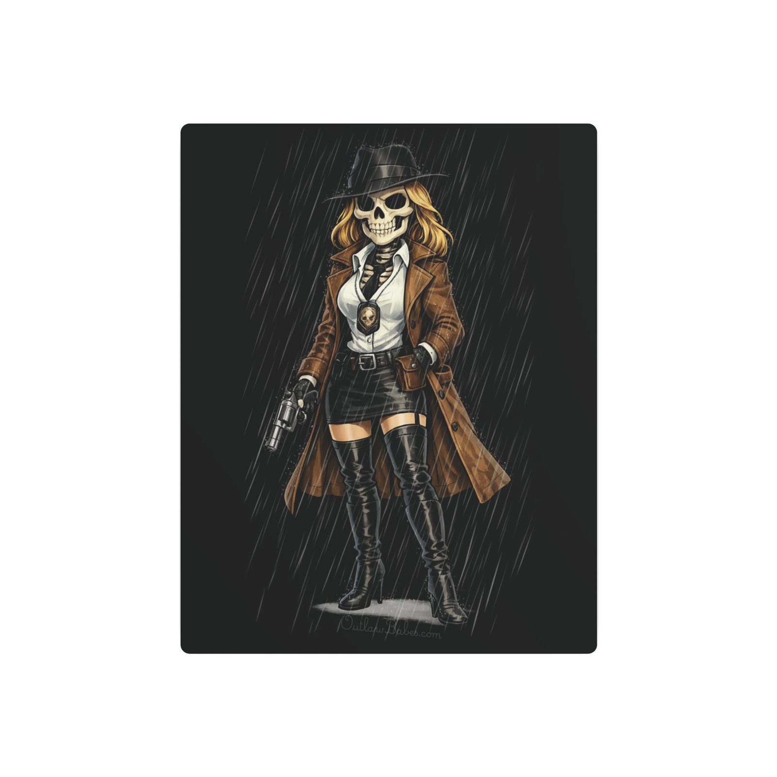 Metal Art Sign - Skeleton Femme Fatale Detective Roxy Deadlock - Outlaw Babes - Decorative Plaque - Image 8