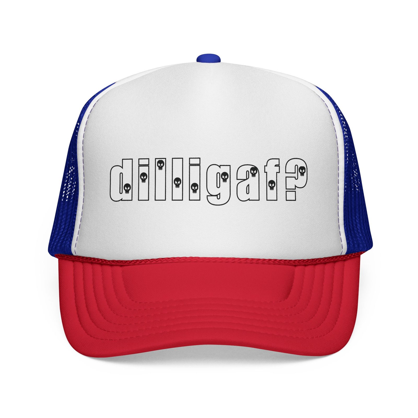 dilligaf - Do I Look Like I Give A Fuck? - Skulls - Trucker Cap - Vintage Stitched Logo Mesh Hat - Image 11