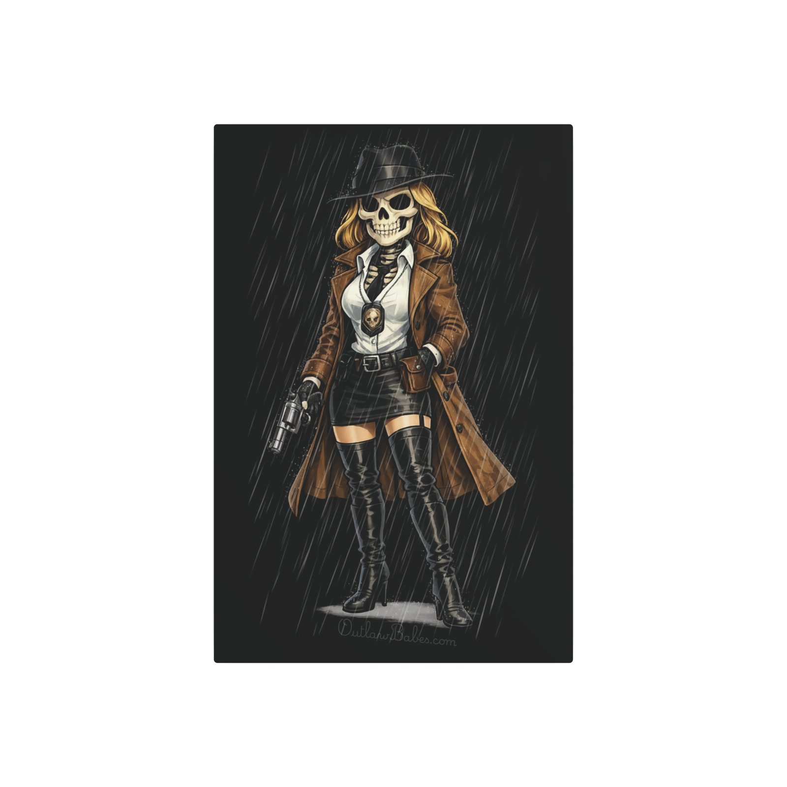 Metal Art Sign - Skeleton Femme Fatale Detective Roxy Deadlock - Outlaw Babes - Decorative Plaque - Image 14